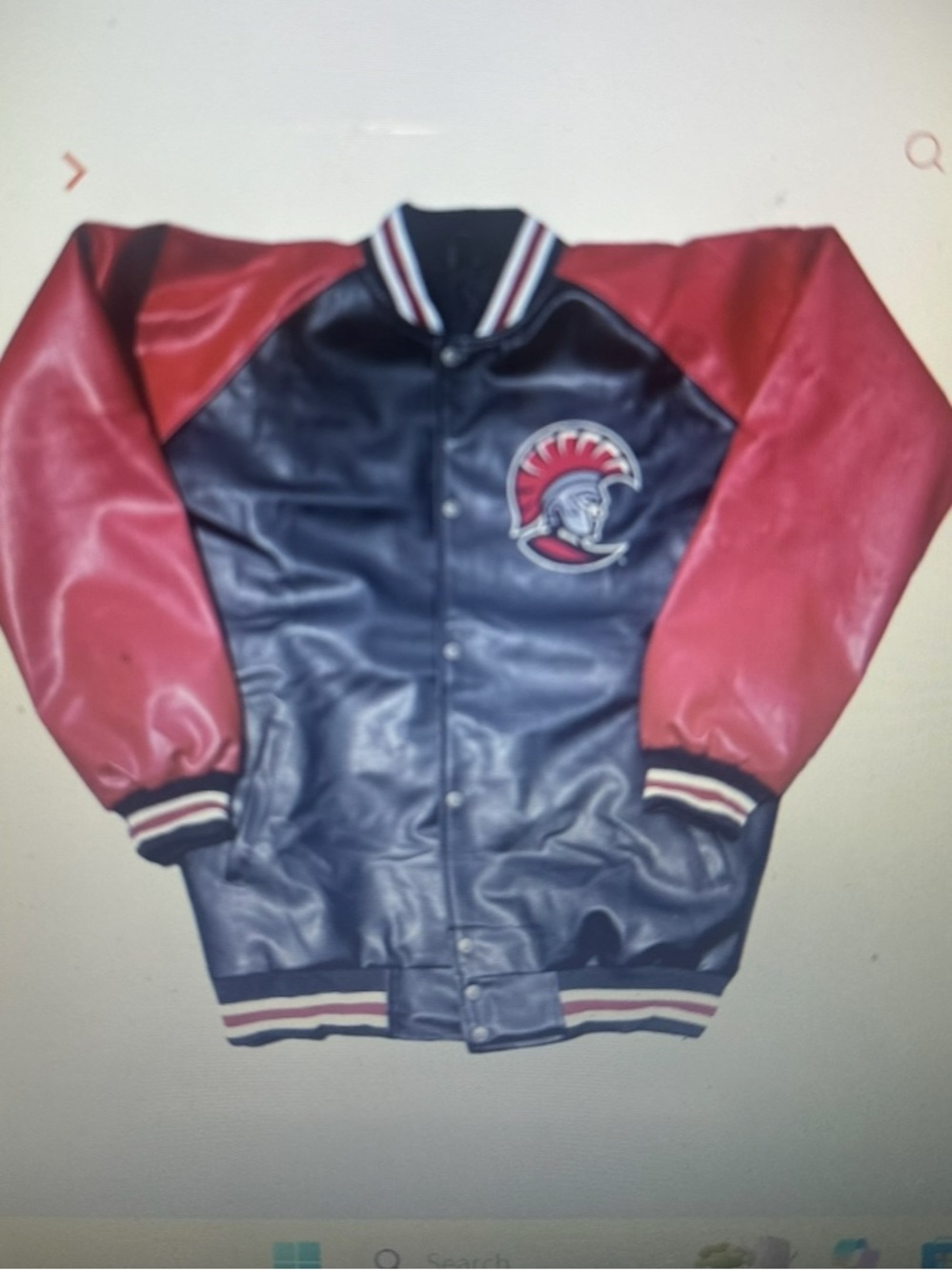 Black and Red Varsity Bomber Jacket with Spartan Patch- and UT on back- like new